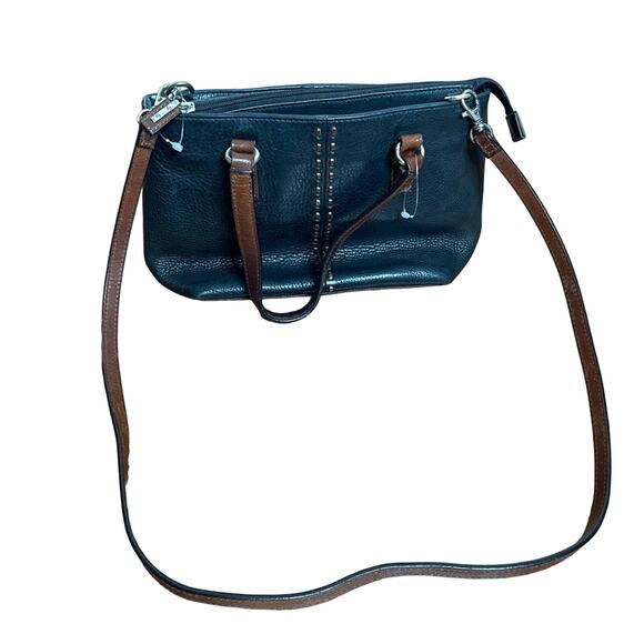 Fossil Vintage Y2K Pebbled Leather Crossbody Bag Black/Brown - Picture 3 of 10